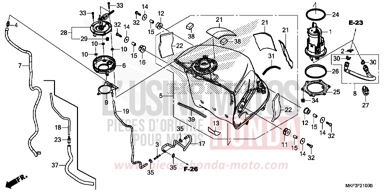 RESERVOIR A CARBURANT/POMPE A CARBURANT de CBR1000RR SP SP1 SP2 GRAND PRIX RED (R380X) 2018